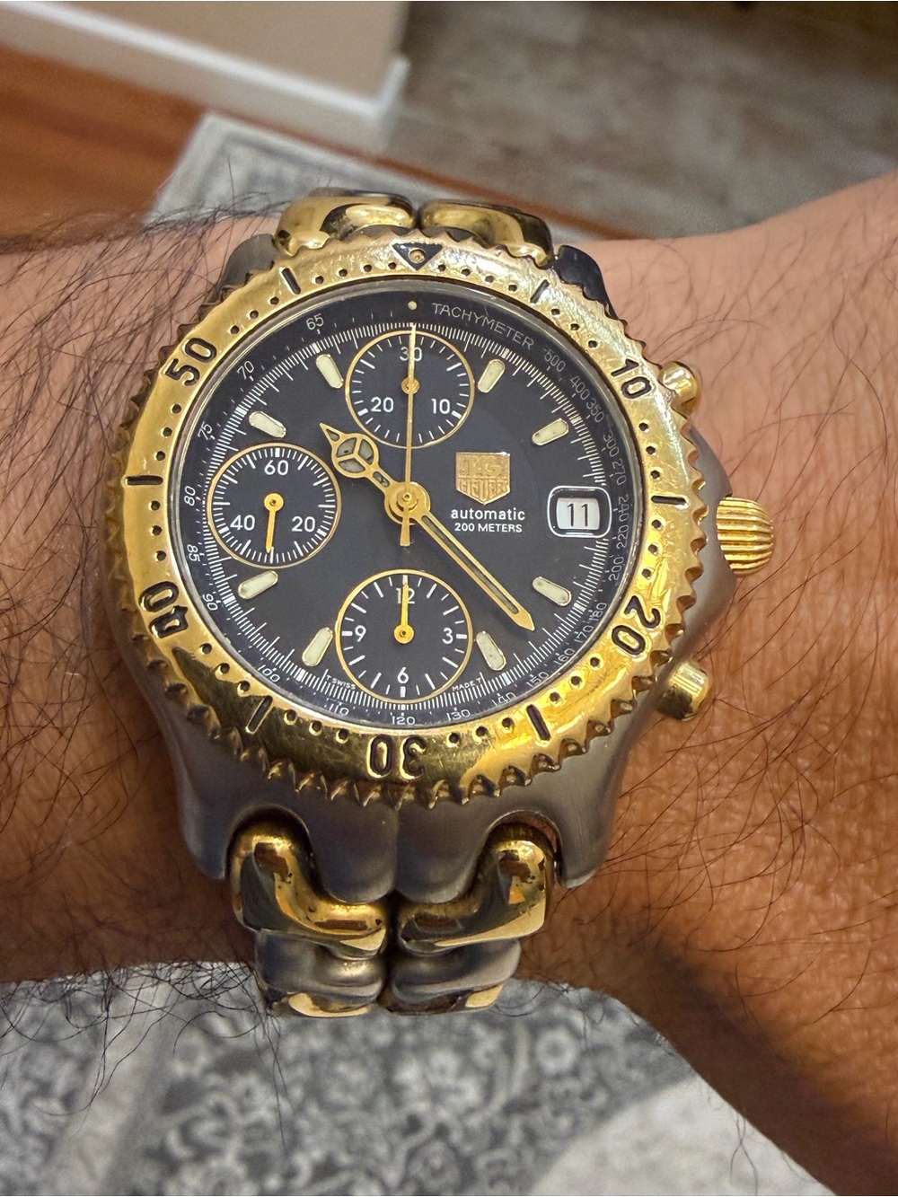 TAG Heuer S/el Automatic Chronograph CG2121-R0 Two-Tone Black Dial 39mm Men's - Picture 2 of 16